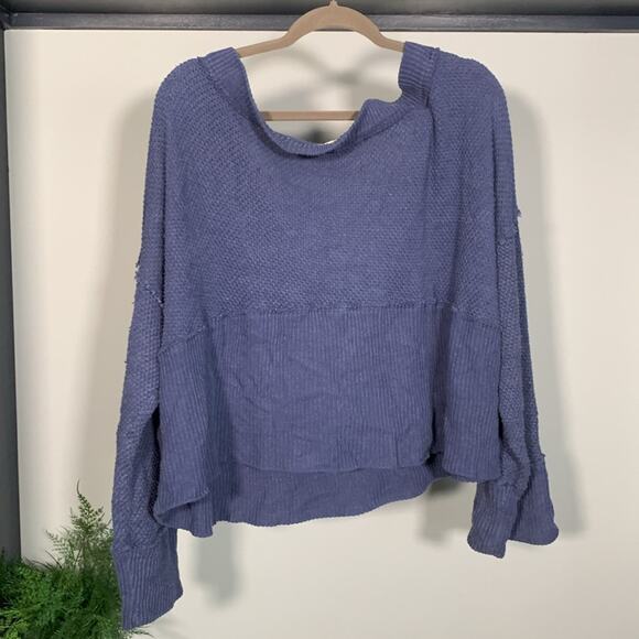Free People We the Free Oversized V-neck Sweater Blue Size M - Picture 5 of 5